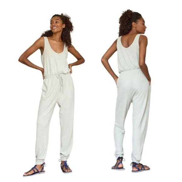 Free People Fp Beach Sea Glass Green Sleeveless Jumpsuit Bicoastal Romper M - Picture 1 of 6